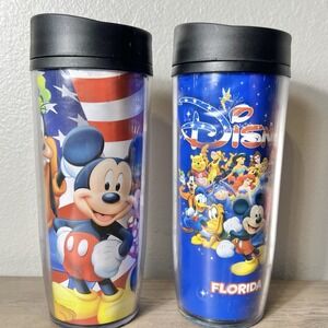 Disney Florida Travel Tumblers Set of 2 Mickey Friends 18oz‎ Jerry Leigh